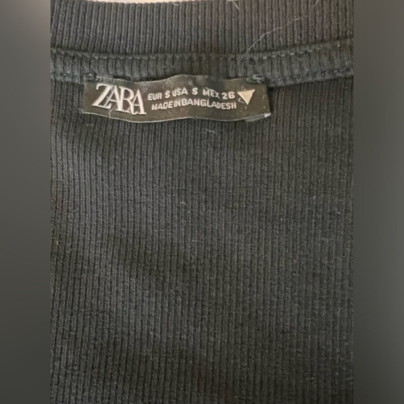 Zara Ribbed Puff Sleeve Crop Stretch Black Size Small - Picture 5 of 5